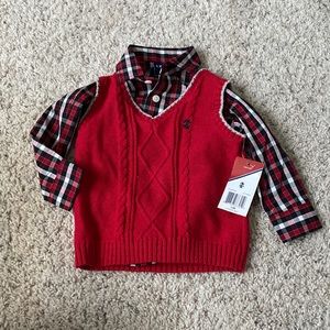 Izod Button Up Shirt and Sweater Vest
